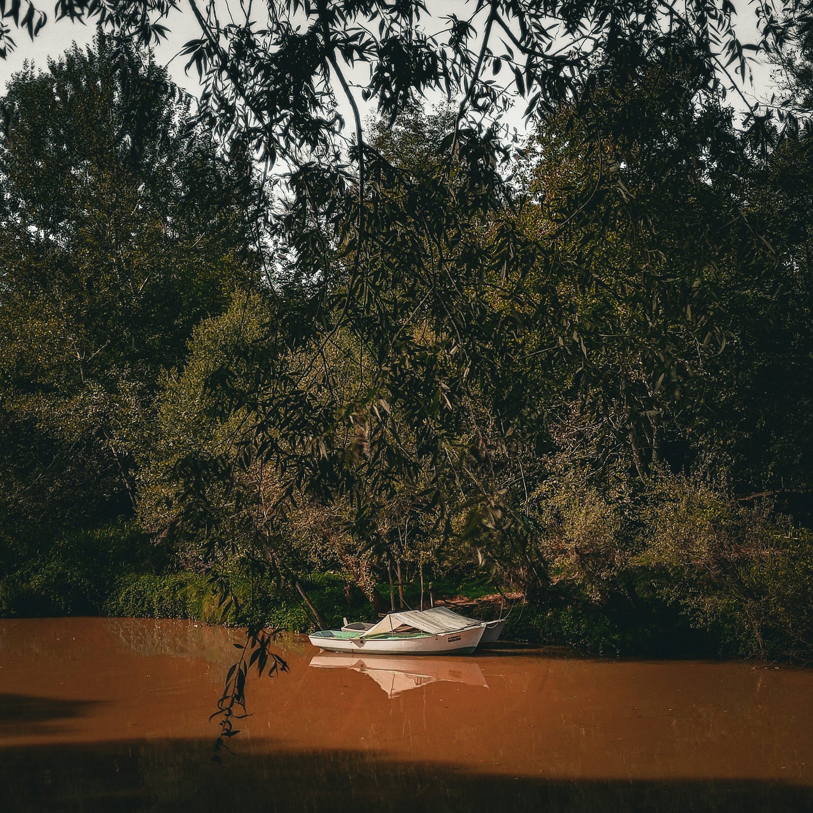 Small White Boat with Canvas Cover — Fishing / Leisure