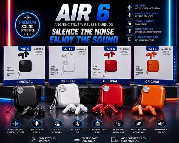 AIR 6 ANC/ENC True Wireless Earbuds — 4 Colors