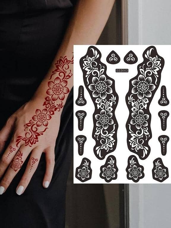 Floral Temporary Henna Stickers — Model SS3003